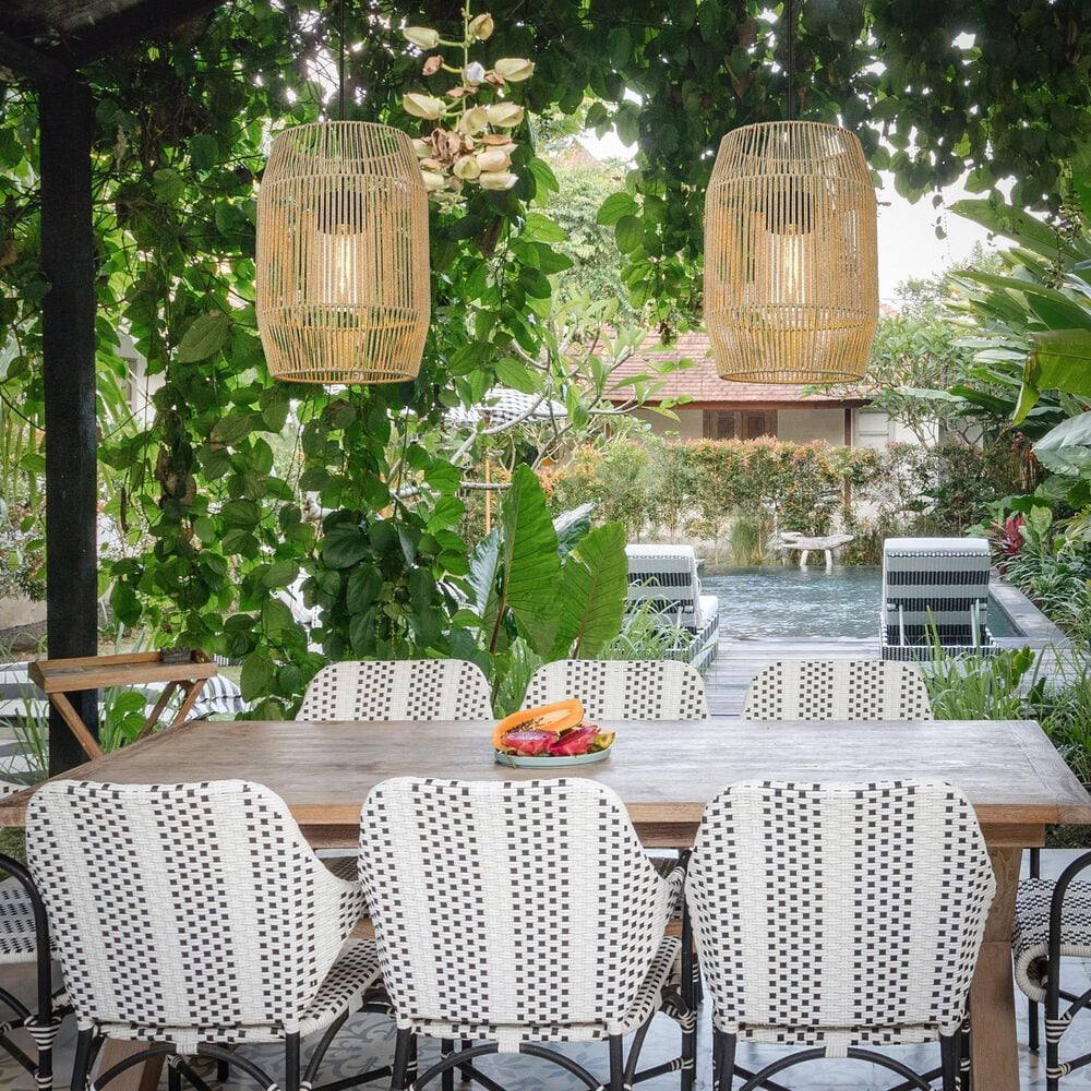 Golden Lighting Seabrooke 1-Light Outdoor Pendant in Natural Black, , large