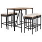 Hearth and Haven 5-Piece Outdoor Patio Wicker Bar Set with Off-White Cushion in Black and Brown, , large