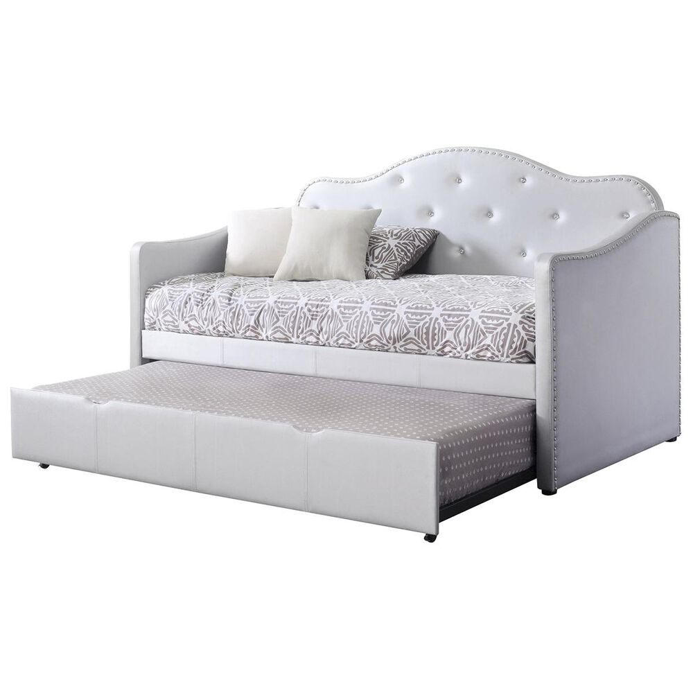 Pacific Landing Upholstered Daybed with Trundle in Pearl White, , large