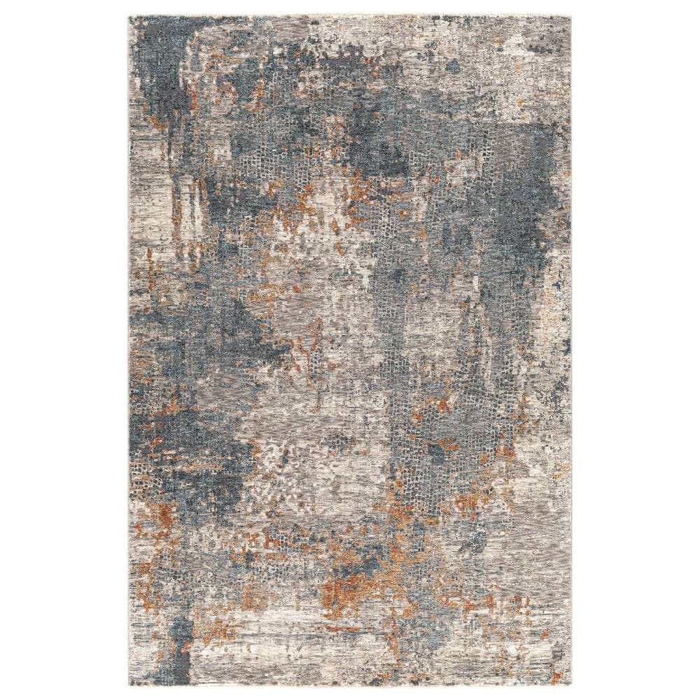 Surya Cardiff CDF-2305 Medium Gray, Light Blue, Mustard, Dark Blue, Dusty Pink and Rust 5" x 7"5" Area Rug, , large