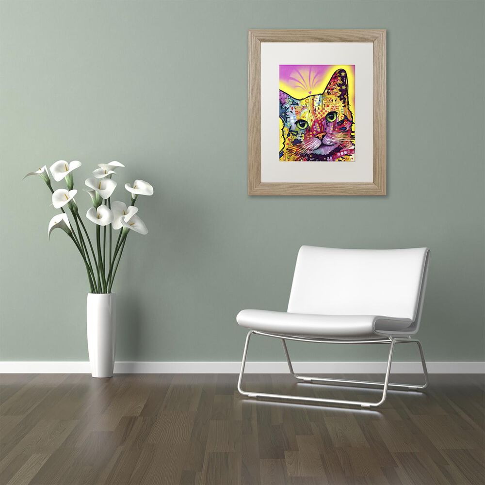 Timberlake 14" x 11" Tilt Cat Art in White Matting and Birch Frame, , large
