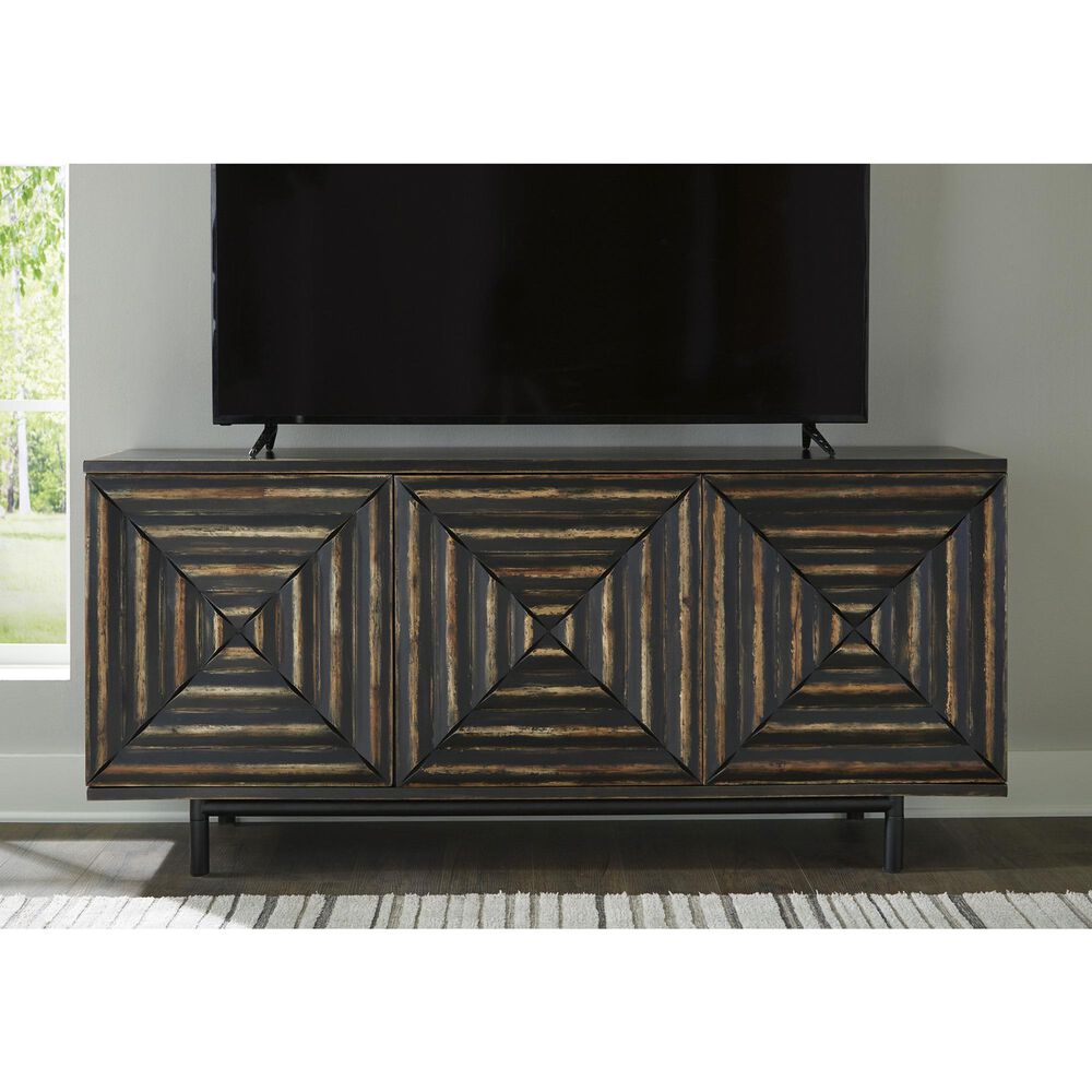 Ashley Fair Ridge Accent Cabinet in Distressed Black and Black, , large