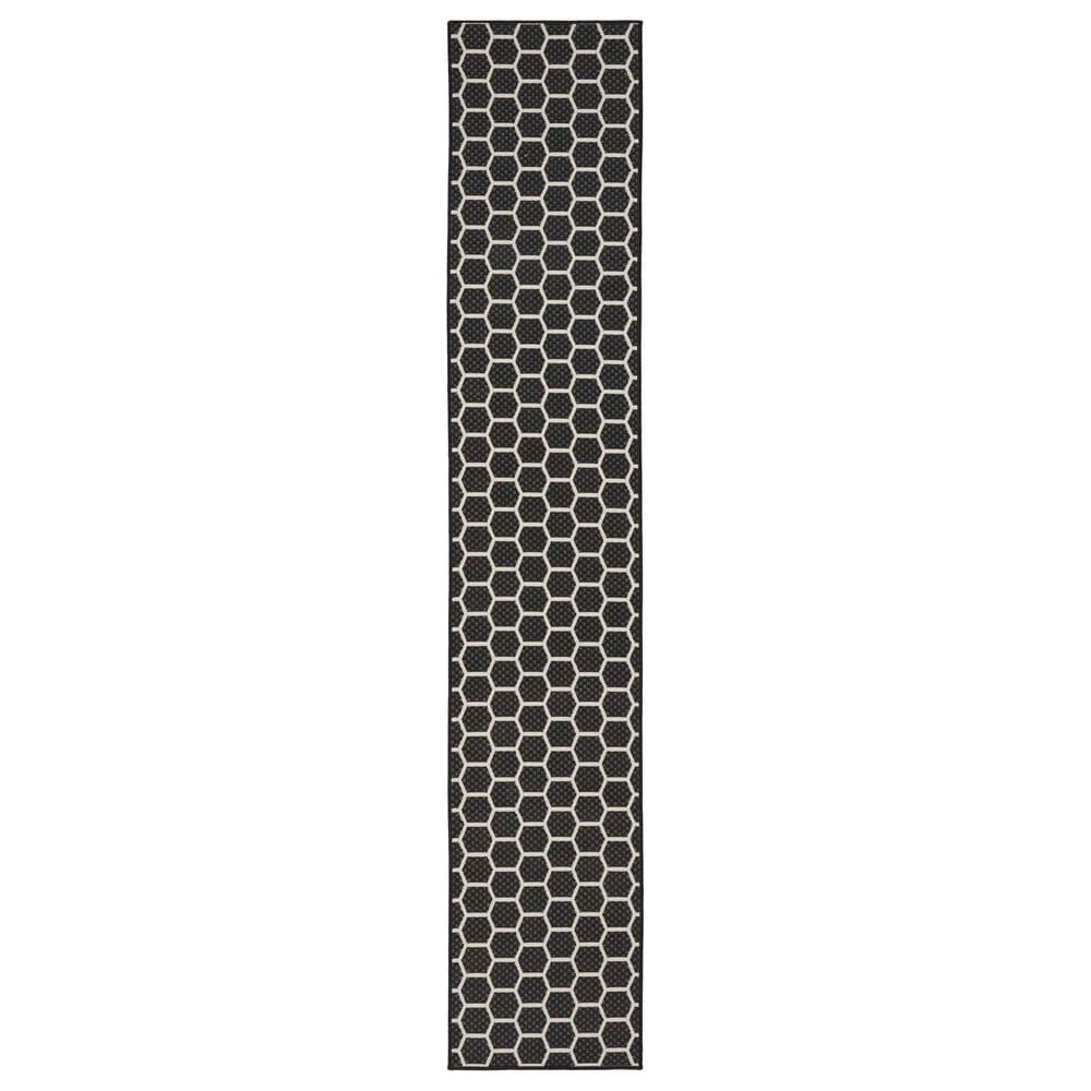 Nourison Twist Reversible 2"2" x 12" Black Indoor/Outdoor Runner, , large