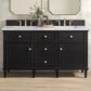James Martin Vanities Lorelai 60" Double Vanity in Black Onyx with 3 cm Carrara White Marble Top, , large