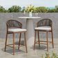 Hearth and Haven 26" Outdoor Counter Stool with Teak Frame in Light Gray (Set of 2), , large