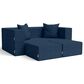 Jaxx Zipline 3-Piece Stationary Convertible Sleeper Loveseat in Indigo Velvet, , large