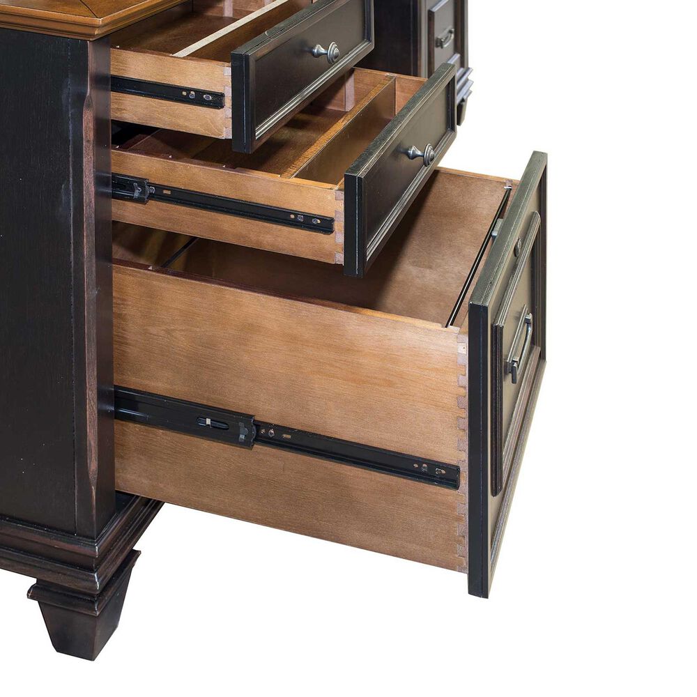 Wycliff Bay Hartford Credenza Desk with Hutch in Black and Natural Wood, , large