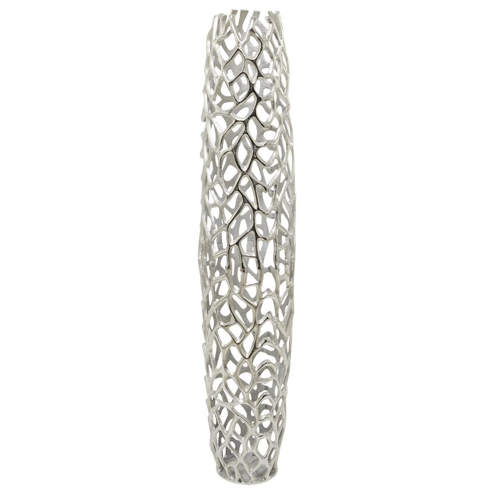 Maple and Jade 45" Cutout Coral Decorative Vase in Satin Silver, , large