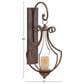Maple and Jade 25" Single Scroll Indoor/Outdoor Wall Mount Candle Holder in Weathered Bronze and Clear, , large