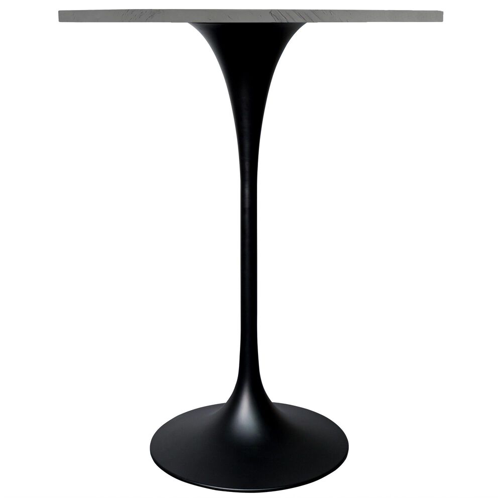 Leisuremod LeisureMod Verve Collection Modern Bar Height Table Black Base with 27 Round Marbleized White Laminated Top, , large