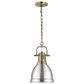 Golden Lighting Duncan 1-Light Small Pendant with Chain and Pewter Shade in Aged Brass, , large