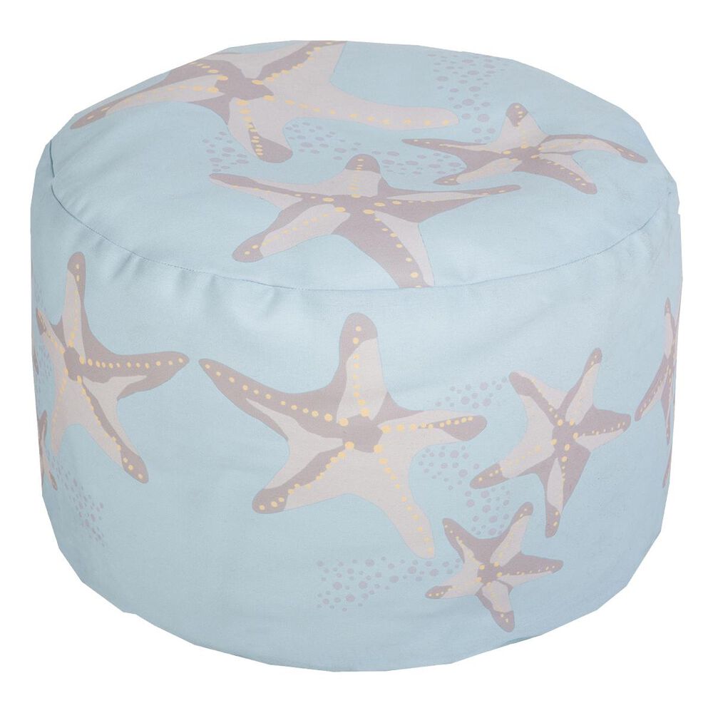 Surya Inc Surya Poufs Cylinder Pouf in Blue, Light Gray and Peach, , large