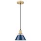 Golden Lighting Orwell 1-Light Small Pendant with Matte Navy Shade in Brushed Champagne Bronze, , large