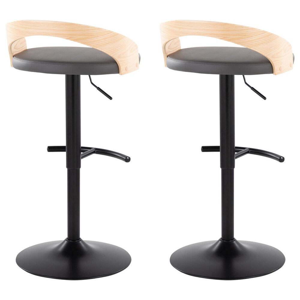 LumiSource Grotto Contemporary Adjustable Barstool with Swivel in Black Metal, , large