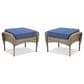 Hearth and Haven Patio Wicker Ottoman with Gray Rattan in Blue (Set of 2), , large
