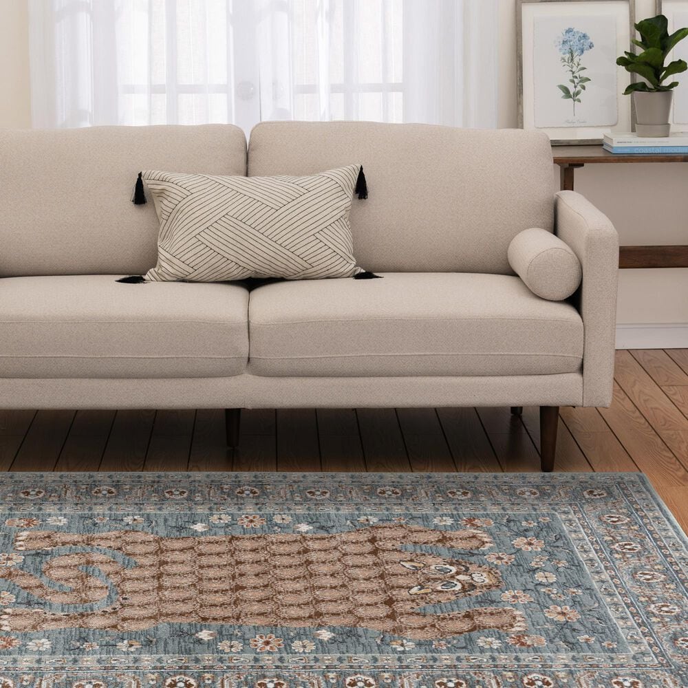 Central Oriental Tupelo Harbor and Sandstone 7'10" x 9'10" Area Rug, , large