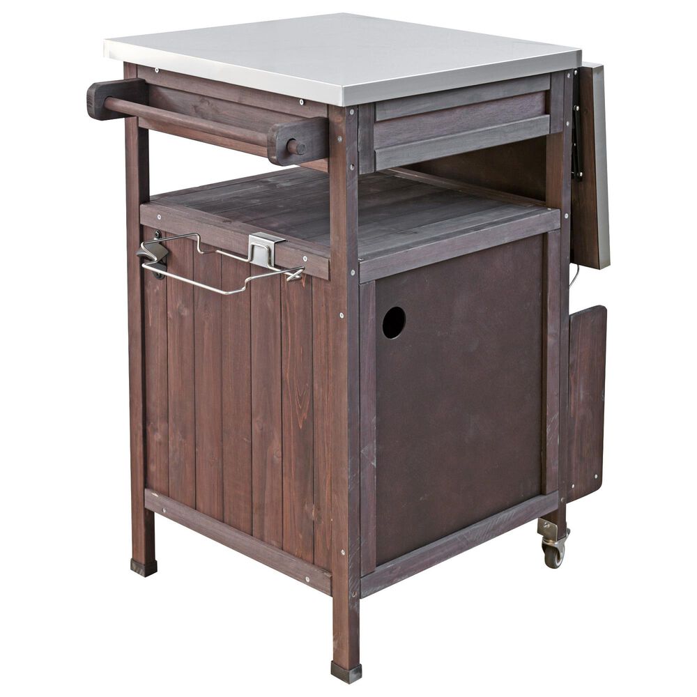 HOMLUX 40.5" Outdoor Kitchen Island with One Drawer in Brown and Stainless Steel, , large