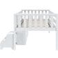 Birch Hollow Scandinavian Low Loft Twin Bed with Bookcase and Stepstool in White, , large