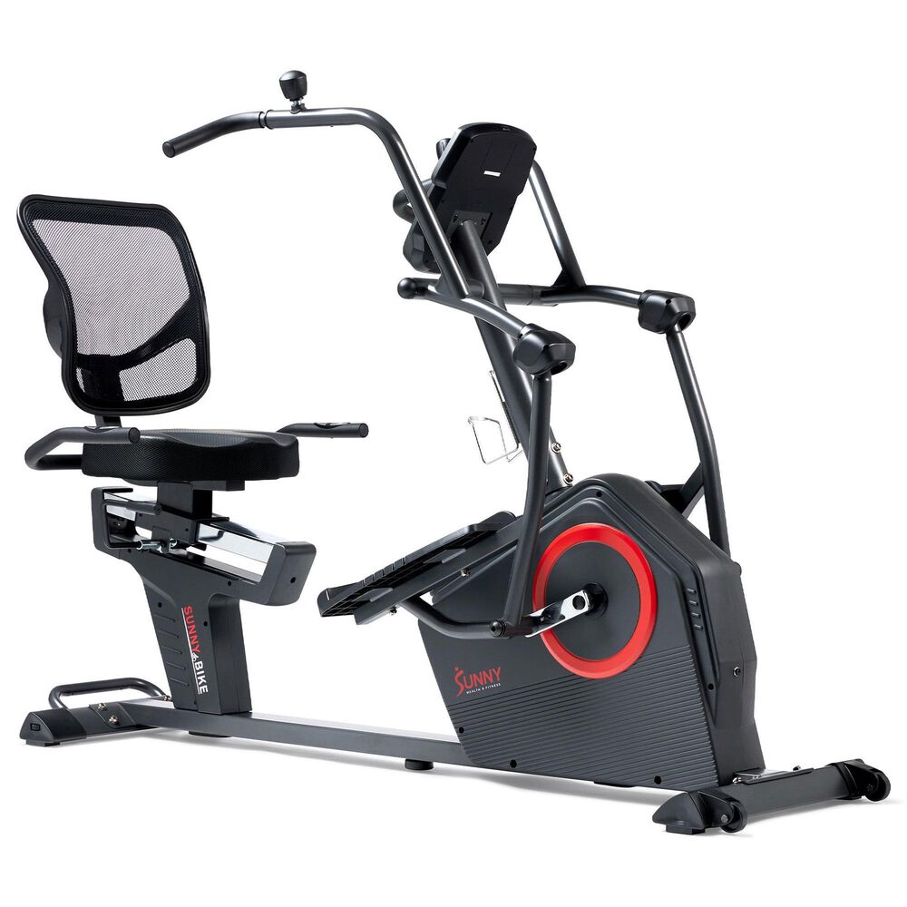 Sunny Health & Fitness Smart Electro-Magnetic Resistance Recumbent Elliptical Cross Trainer in Black, , large