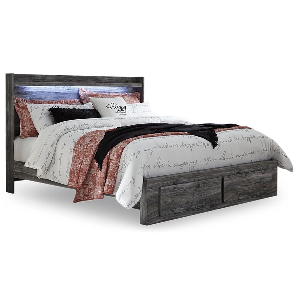 Ashley Baystorm King Panel Bed with 2 Storage Drawers in Gray, , large