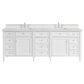 James Martin Brittany 84" Double Bathroom Vanity in Bright White with 3 cm Eternal Jasmine Pearl Top, Rectangular Sinks and FreePower Wireless Charger, , large