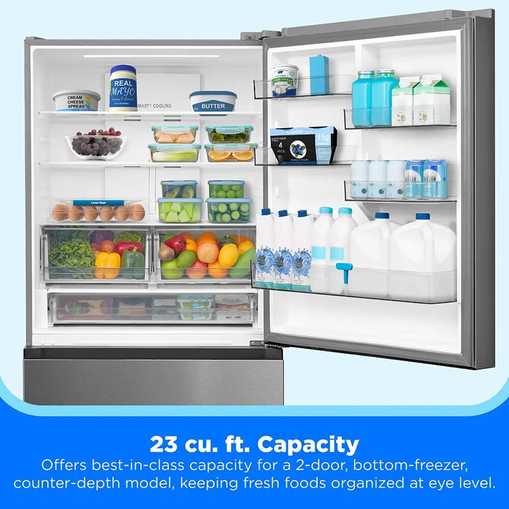 Midea 23 Cu. Ft. Counter-Depth Bottom-Freezer Refrigerator in Stainless Steel, , large