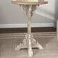Maple and Jade Pedestal Scroll Accent End Table in Distressed White and Dark Brown, , large