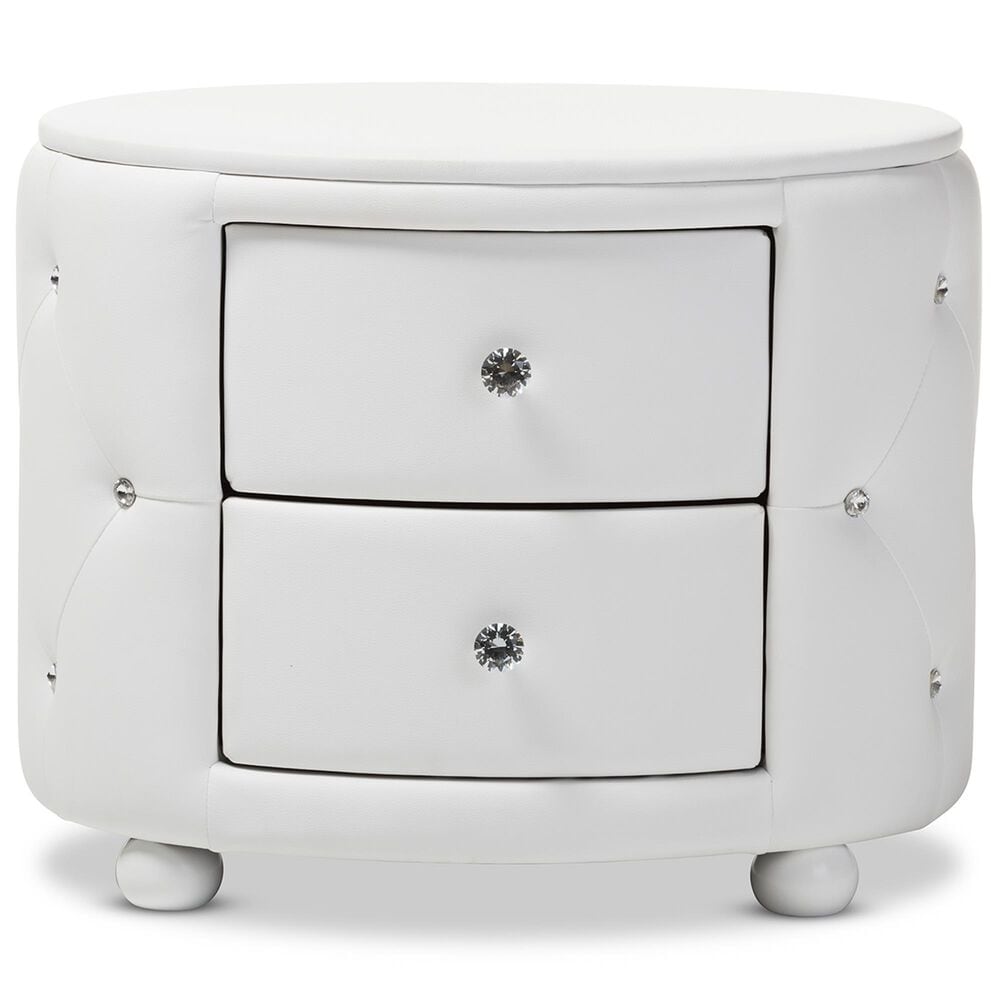 Baxton Studio Davina 2-Drawer Nightstand in White, , large