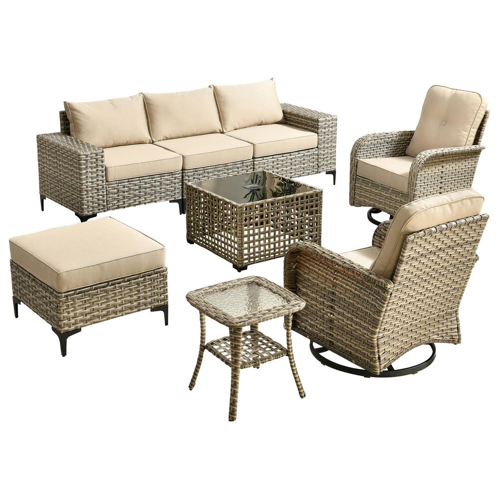 HOMLUX 8-Piece Patio Sectional Set in Beige, , large