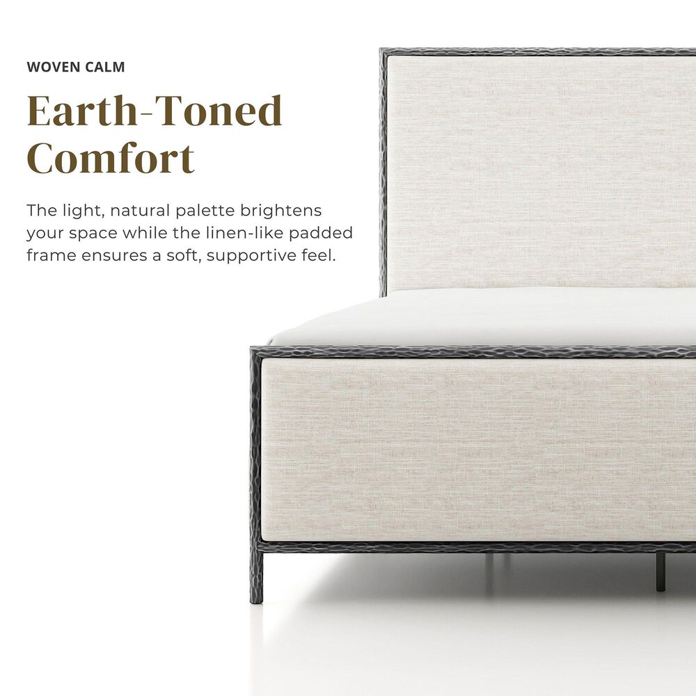 Furniture of America Lalia Queen Upholstered Panel Bed with Padded Headboard in Matte Grey, , large