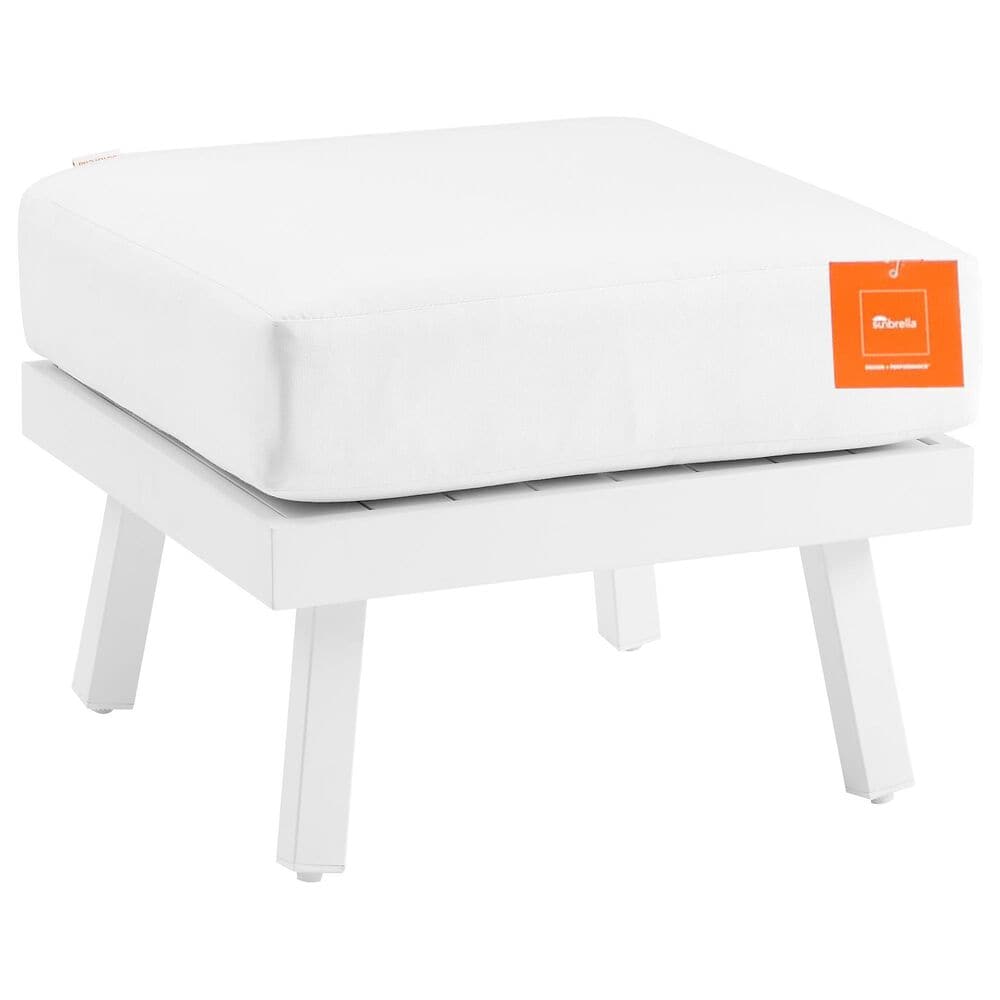 Linon Home Decor Holland Patio Ottoman in White, , large