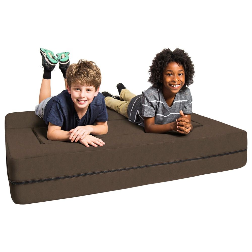 Jaxx Zipline Big Kids Modular Sofa &amp; Ottoman in Chocolate, , large