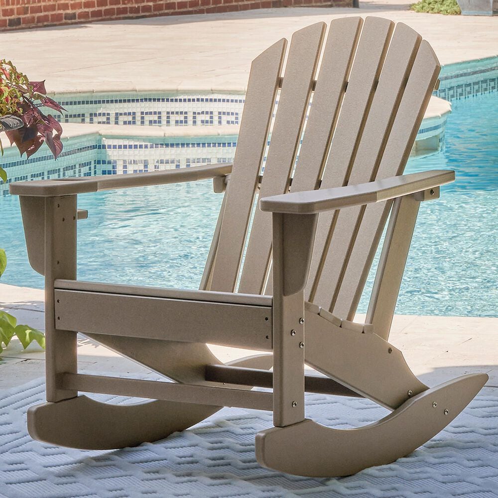 Ashley Sundown Treasure Patio Rocking Chair in Driftwood, , large