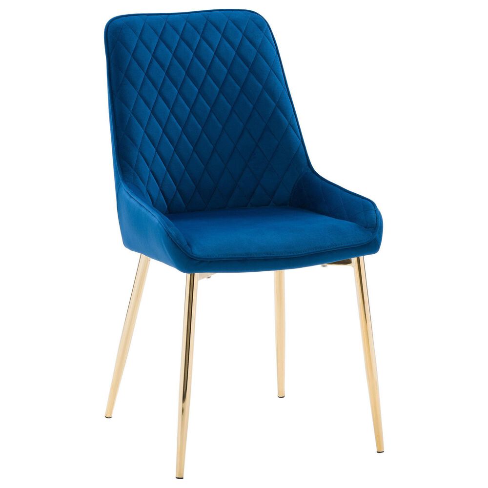 CorLiving Nash Side Chair with Navy Blue Cushion in Gold, , large