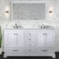 Lexora Home Dukes 60" Double Bathroom Vanity in White with 2 cm White Quartz Top and Rectangular Sinks, , large