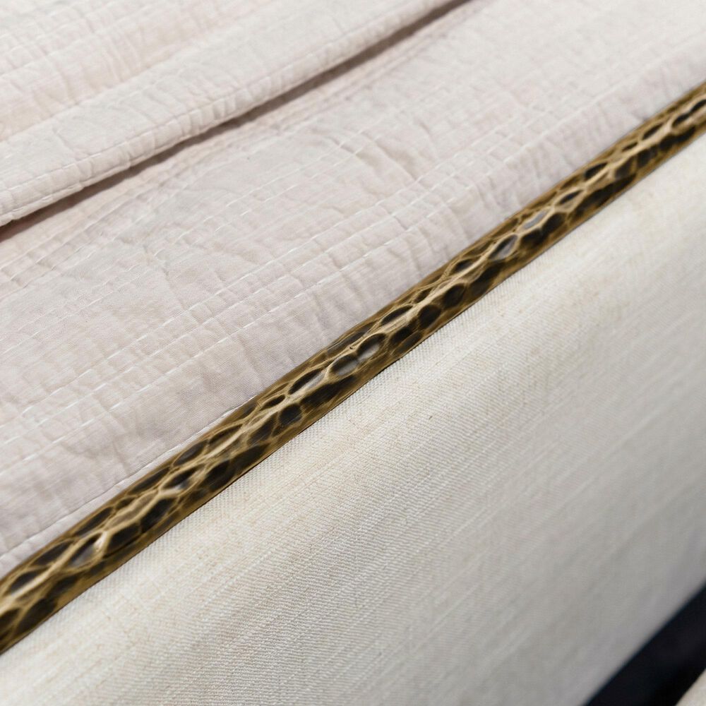 Furniture of America Lalia Queen Upholstered Panel Bed with Padded Headboard in Matte Gold, , large