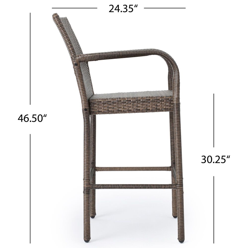 Hearth and Haven Littleton Outdoor Bar Stool in Brown and Mocha &#40;Set of 2&#41;, , large