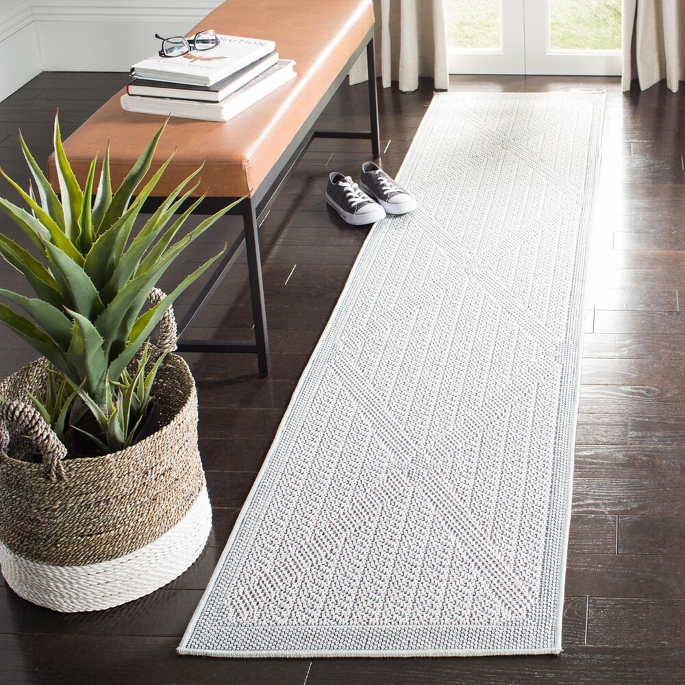 Safavieh Bermuda BMU811M 2&#39; x 12&#39; Light Blue and Ivory Indoor/Outdoor Performance Runner, , large