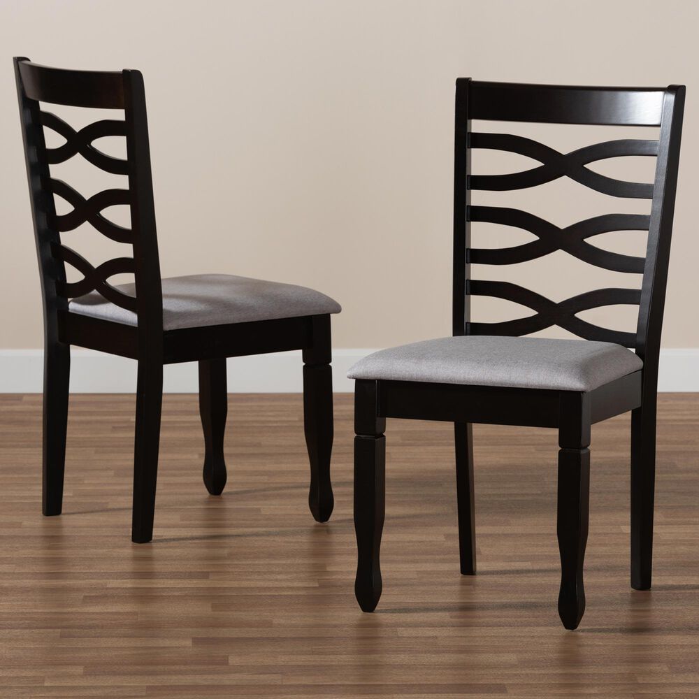 Baxton Studio Lanier Side Chair with Grey Cushion in Espresso Brown (Set of 2), , large