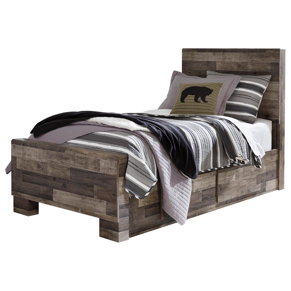 Ashley Derekson Twin Panel Bed with 2 Storage Drawers in Multi Gray, , large