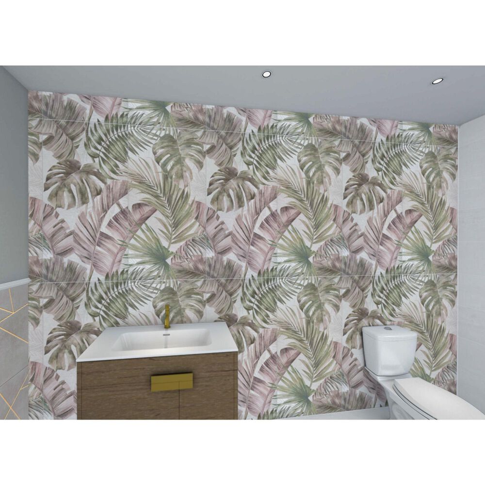 Soho Studio Artscape Fancy Wall Pink and Green 24" x 48" Porcelain Tile, , large