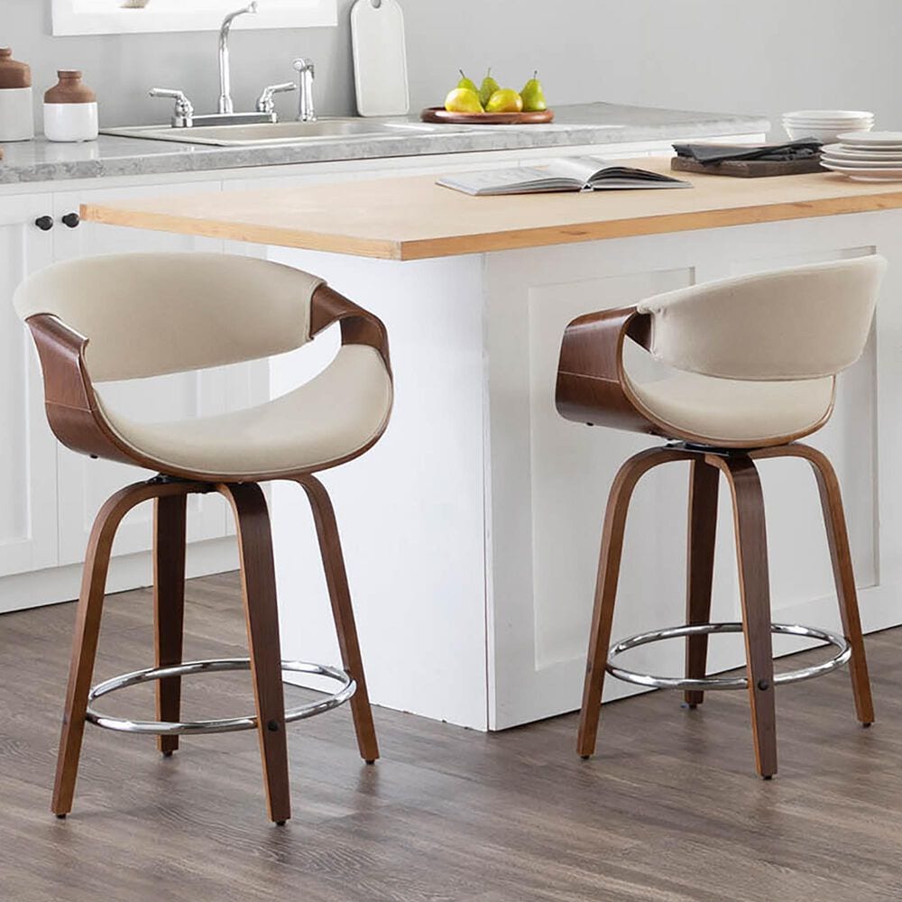 Lumisource Curvo Counter Stool in Cream &#40;Set of 2&#41;, , large