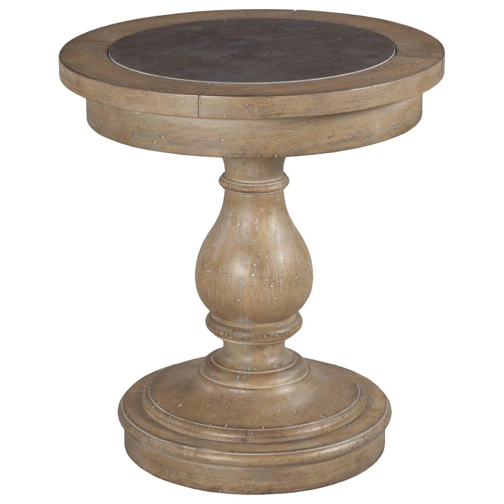 American Drew Donelson Round End Table In Vintage Natural