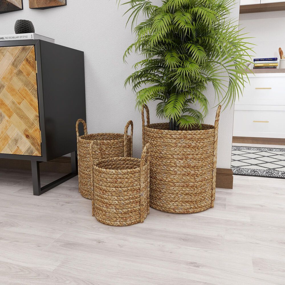 Maple and Jade Dried Coastal Storage Basket in Brown &#40;Set of 3&#41;, , large