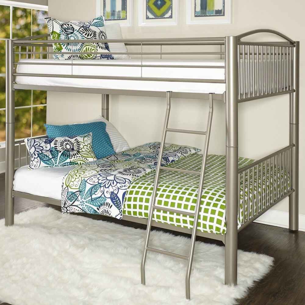 Linon Home Decor Heavy Full Over Full Bunk Bed in Pewter, , large