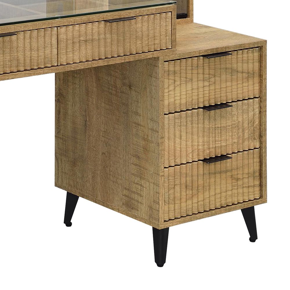 Coaster Souza 5 Drawer Makeup Vanity Table with LED Mirror in Mango, , large