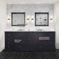 Lexora Home Dukes 84" Double Bathroom Vanity in Espresso with 2 cm White Carrara Marble Top and Rectangular Sinks, , large