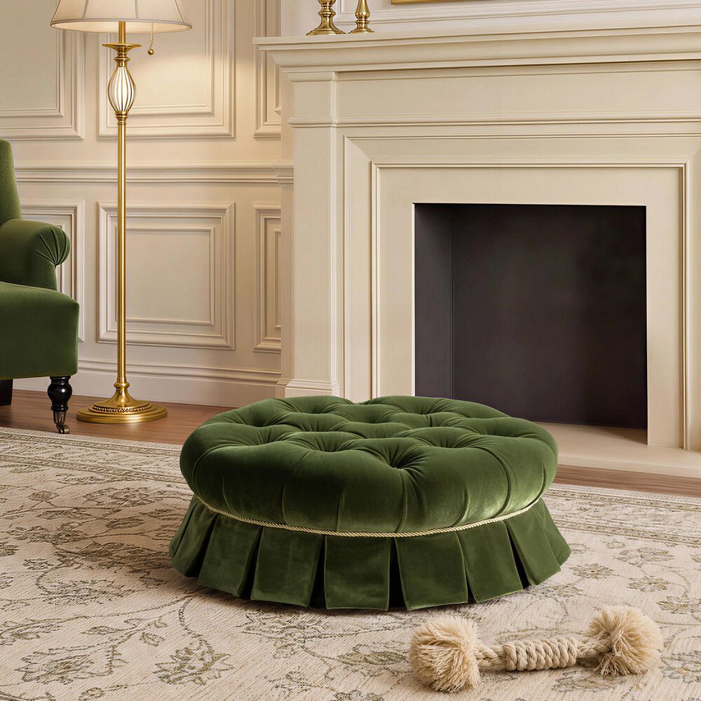 Jennifer Taylor Home Roquefort 24.5" Dog Sofa Bed with Box-Pleated Skirt in Olive Green, , large