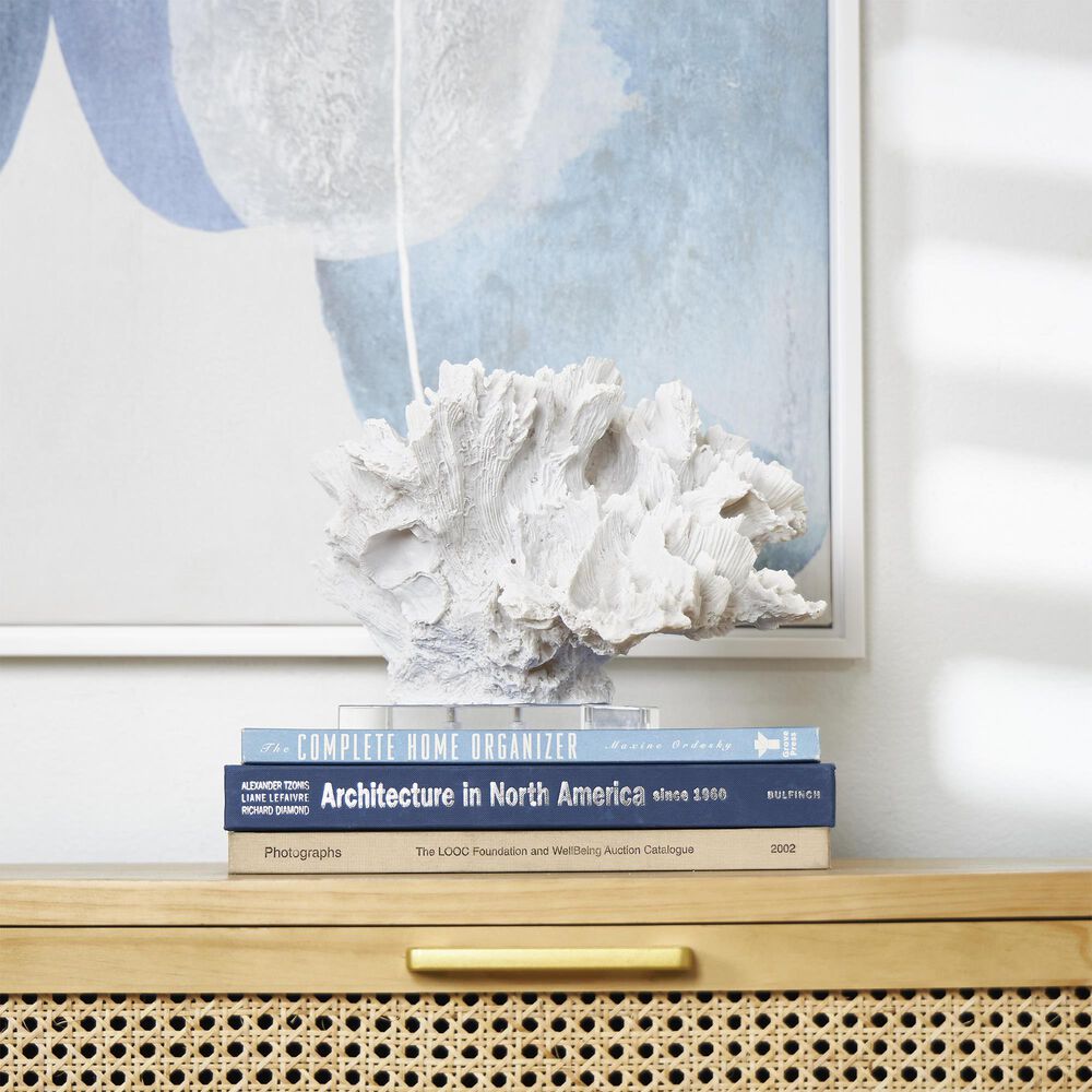 Maple and Jade Coral Decorative Sculpture in Textured White and Clear, , large