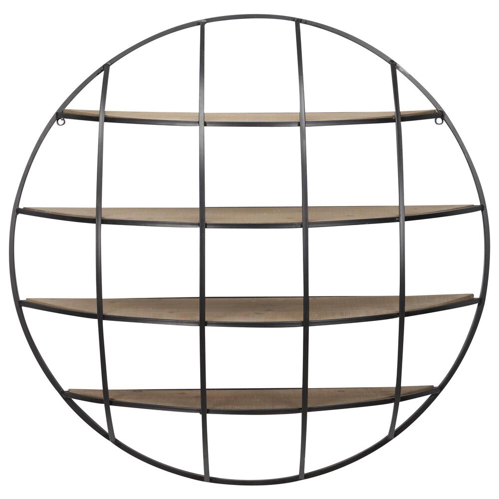 Maple and Jade 3D Round 4 Level Wall Shelf in Matte Black and Brown, , large